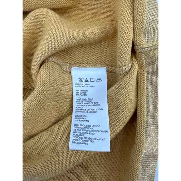 Free People Metallic Gold French Girl Mini Dress Belted 3/4 Sleeve Small - Picture 8 of 8